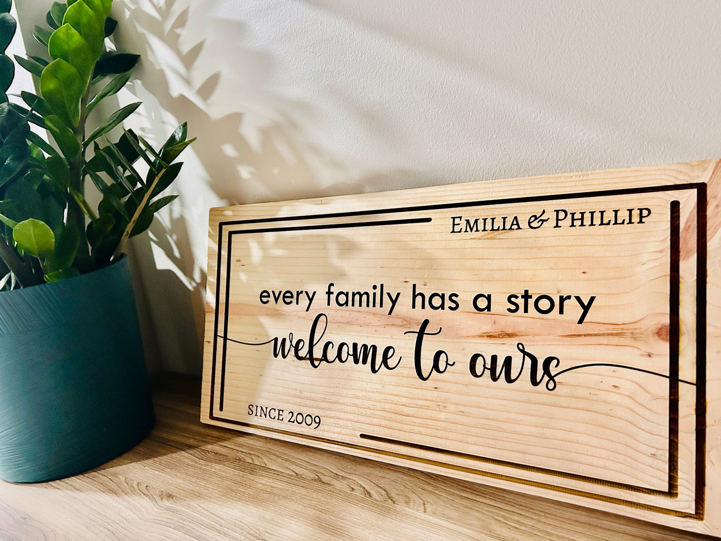 Handcrafted wooden sign